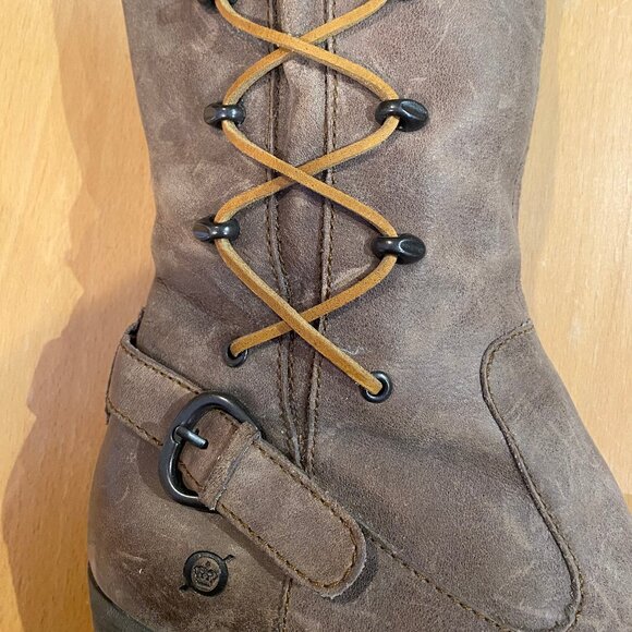 Born Tall Lace-up Brown Leather Boots, Size 11 Western, Festival, Motorcycle - Picture 6 of 6